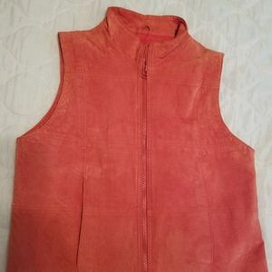 Orange ARIZONA JEAN & CO. 100% Leather Vest, lining 100% Polyester, women size M